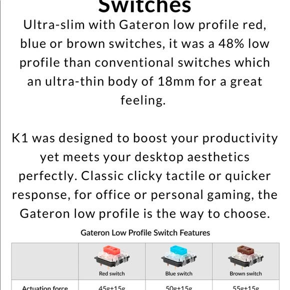 K1 104-Key Mechanical Keyboard - BLUE SWITCH - Picture 8 of 8